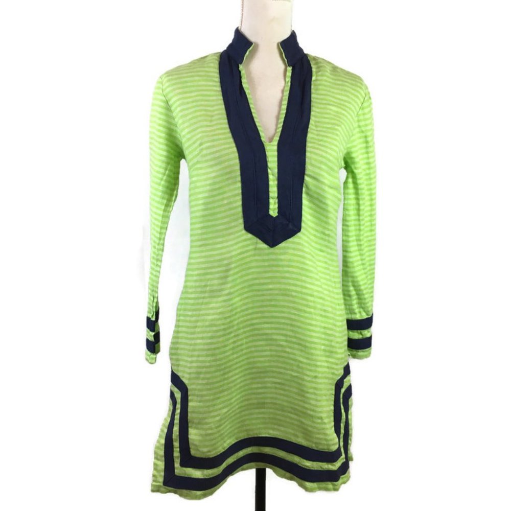 STS Sail To Sable Dress Size 0 XS Green Linen LS